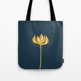  Fleur Exotique - Floral Minimalism in Mustard and Navy  Tote Bag