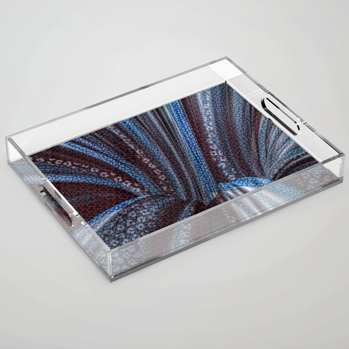 Blue Pattern Flow contemporary abstract art and home decor Acrylic Tray