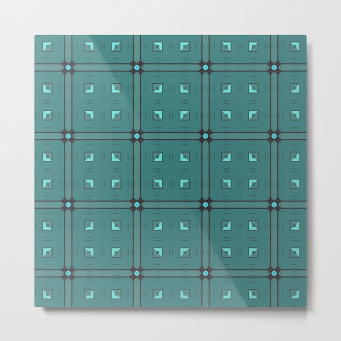 Dark Turquoise Geometric Pattern Metal Print