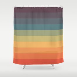Colorful Retro Striped Rainbow Shower Curtain