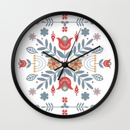 Scandinavian Rosemaling  Wall Clock