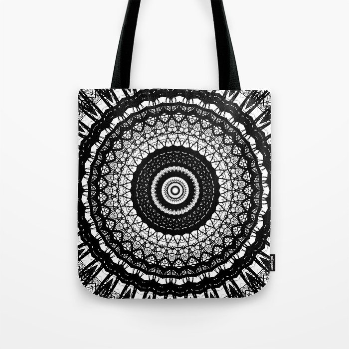 black and white mandala Tote Bag