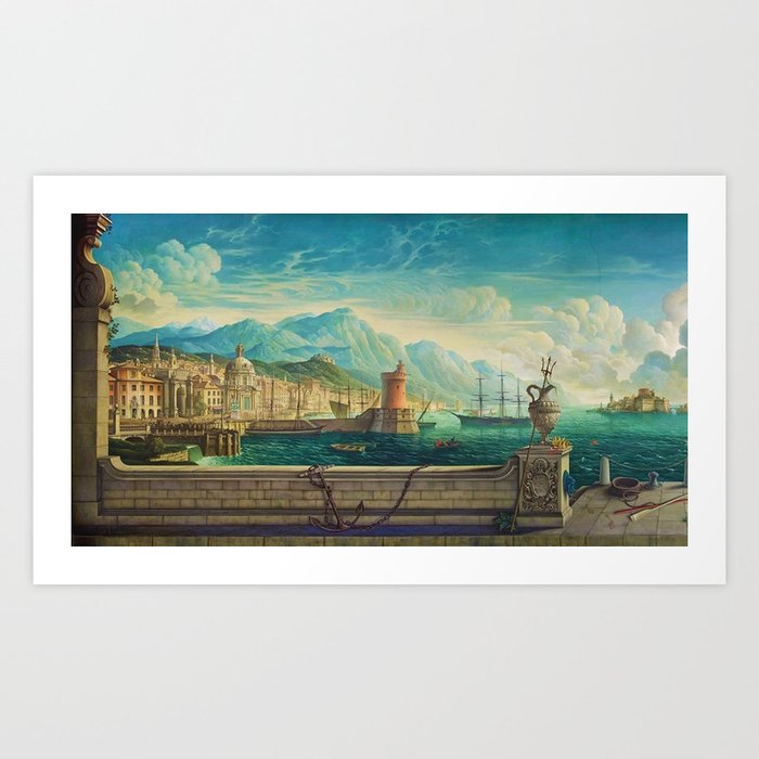 Capriccio of a Mediterranean Seaport Landscape No. 1 by Rex Whistler Art Print