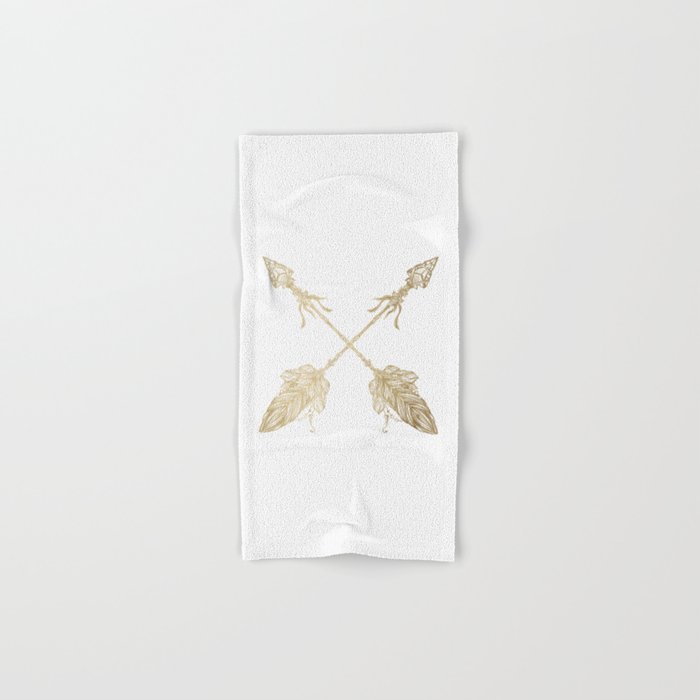 Tribal Arrows Gold on White Hand & Bath Towel