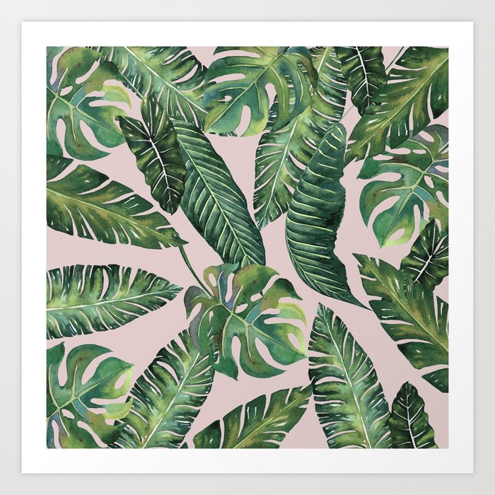 Jungle Leaves, Banana, Monstera Pink #society6 Kunstdrucke Jungle Leaves, Banana, Monstera Pink #society6 Kunstdrucke