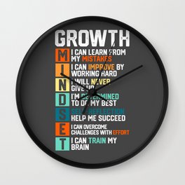 Growth Mindset Definition Motivational Quotes Good Vibes Wall Clock