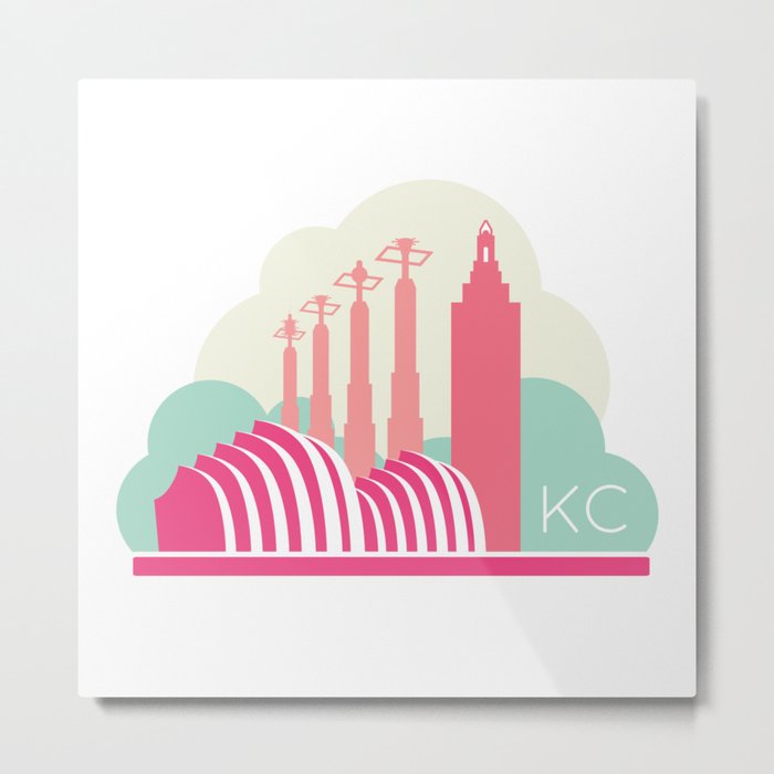 Kansas City in the Clouds - Pink Metal Print