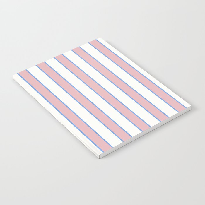 Vintage Cabana Stripe Pink And Blue Stripes Retro Boho Coastal Beach Vibe Notebook