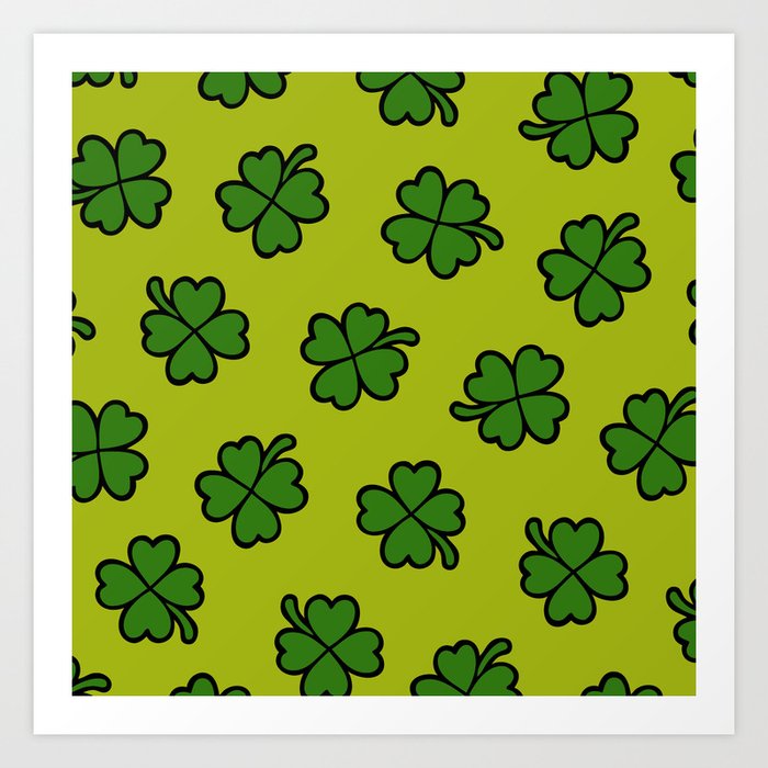 Lucky Four Leaf Clover Pattern Art Print