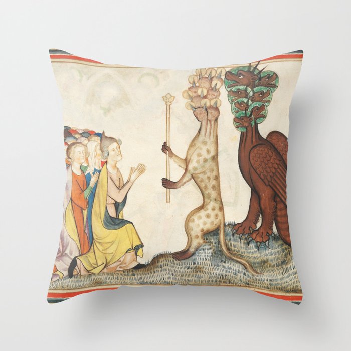Medieval king monster art vintage  Throw Pillow