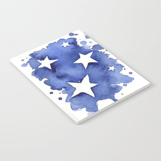 Stars Abstract Blue Watercolor Geometric Painting Notebook