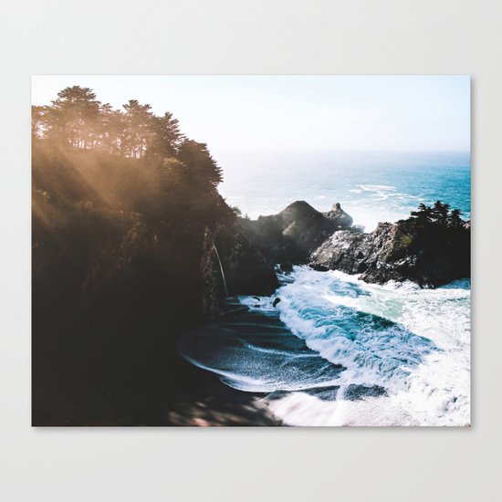 Cliff, Wave, and Beach Canvas Print