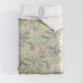 Passport Stamps Duvet Cover