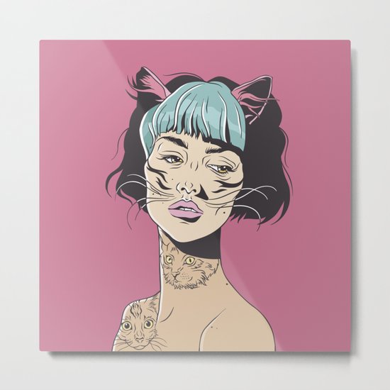 CAT GIRL Metal Print