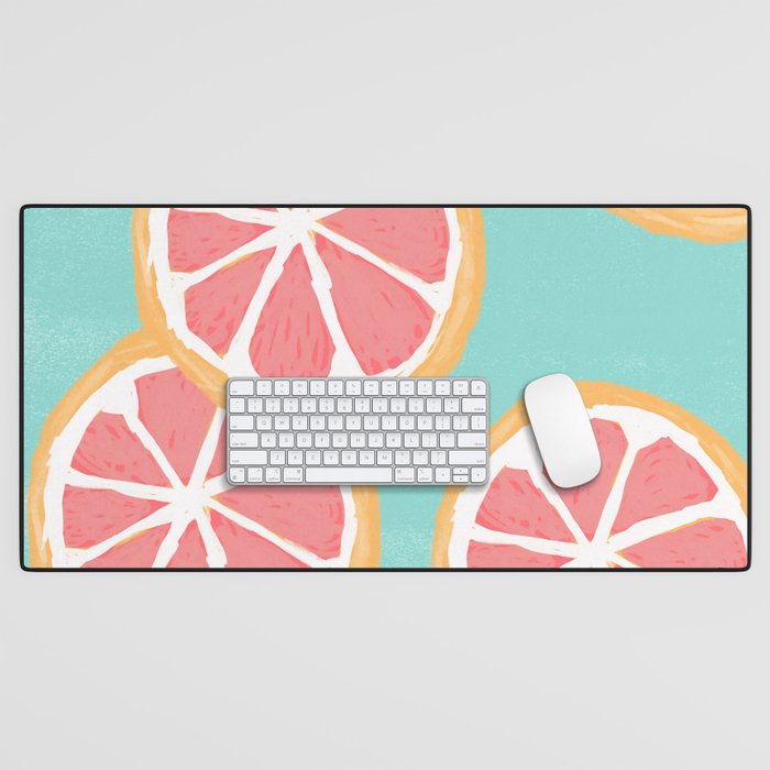 Grapefruit Season - Blush Pink Desk Mat