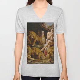 Daniel in the Lions' Den by Peter Paul Rubens V Neck T Shirt
