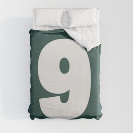 9 (White & Dark Green Number) Duvet Cover