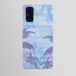 Polynesian Palm Trees And Hibiscus Blue Haze Abstract Android Case