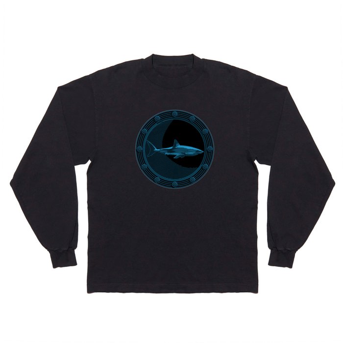 Engraved Shark Long Sleeve T Shirt