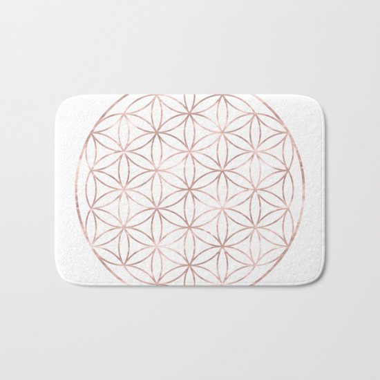 Mandala Rose Gold Flower of Life Bath Mat