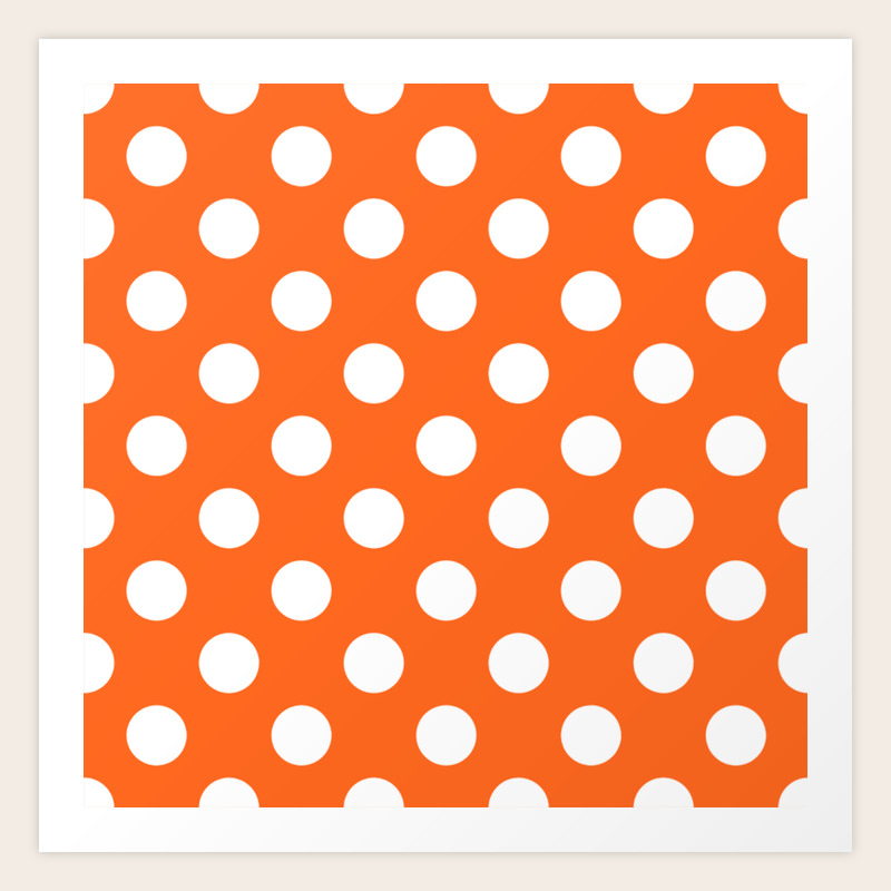 Red Orange Crayola Orange White Polka Dots Pois Pattern Art Print By Makeitcolorful Society6