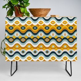 Psychedelic Eye Melt – Yellow & Teal Credenza