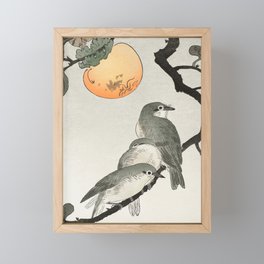 Ohara Koson, Birds Sitting On Kaki Tree - Japanese Vintage Woodblock Print Framed Mini Art Print