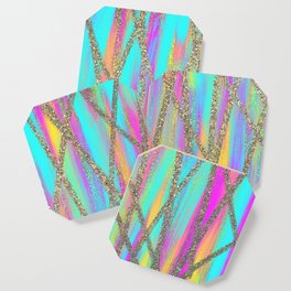 Neon Positive Energy Abstract Design Lines  Coaster