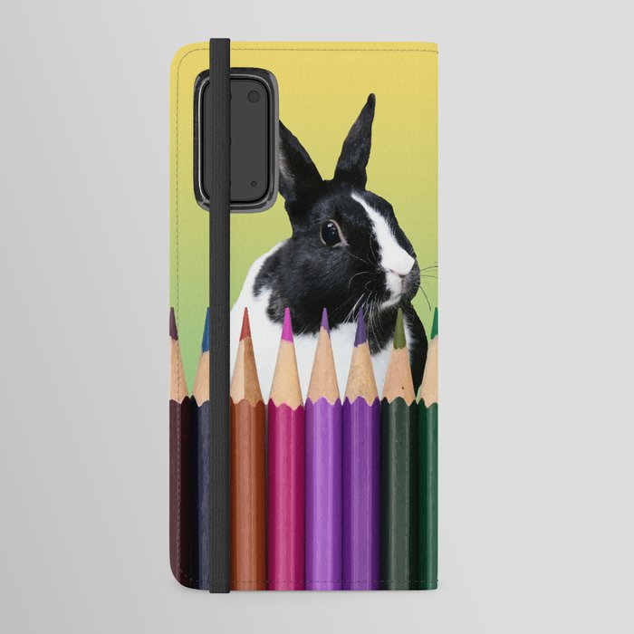 Colored Pencils - Squirrel & black and white Bunny - Rabbit Android Wallet Case