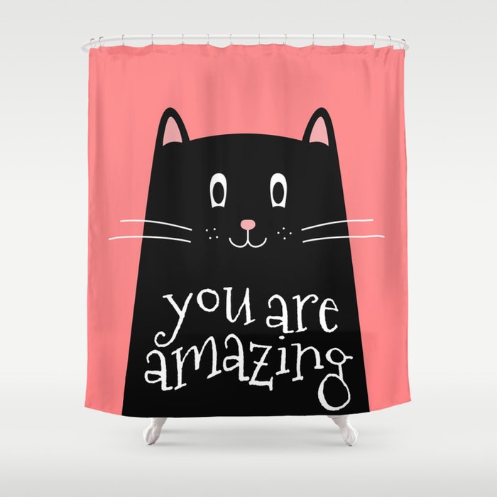 You are amazing word in Cute Cat Shower Curtain