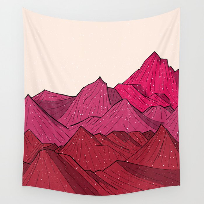 The falling snow and the mountains Wall Tapestry by Steve Wade