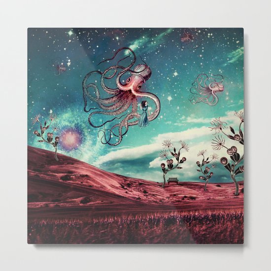 Sunrise Flight on Purple Planet Metal Print