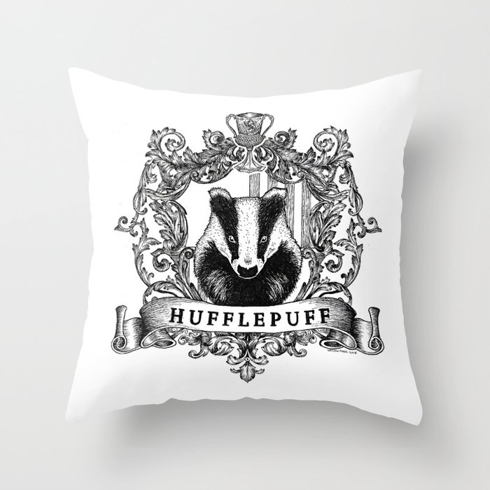 Hufflepuff Crest Throw Pillow by Wildwither Society6