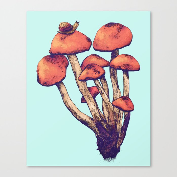 Mushrooms - Blue  Canvas Print