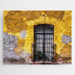 Mexico Photography - Old Yellow Wall With A Small Window Jigsaw Puzzle