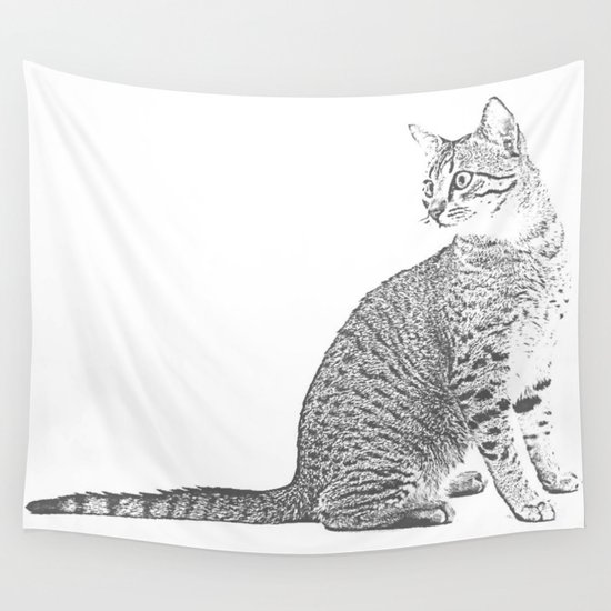Cat Sketch Wall Tapestry