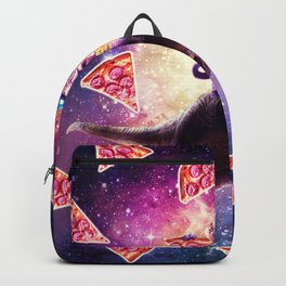 Thug Space Cat On Dinosaur Unicorn - Pizza Backpack | Hipster, Cat, T Rex, Funny, Space, Outerspace, Kitten, Cosmic, Collage, Galaxy 