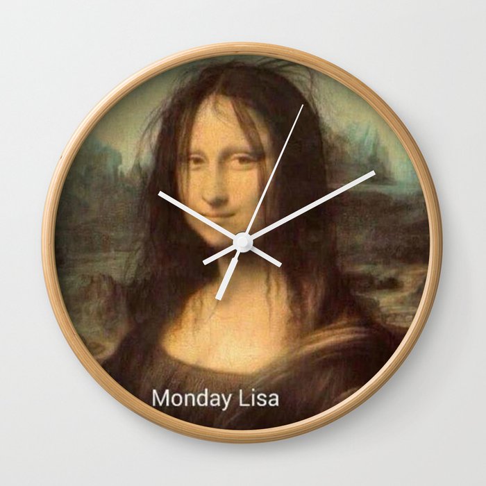 Monday Lisa - mona funny Wall Clock
