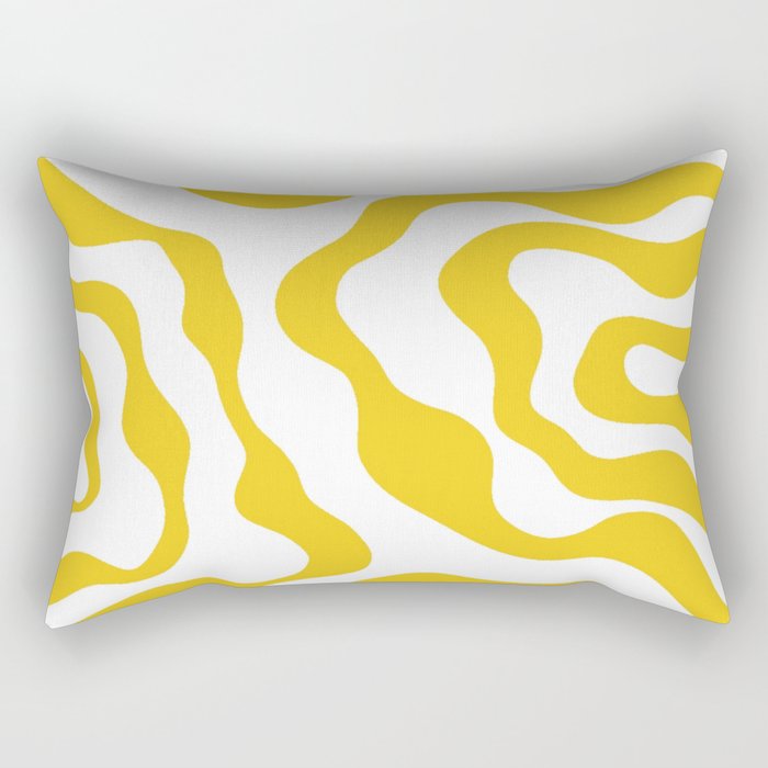 Henri Matisse Inspired Yellow Abstract Wave Pattern Rectangular Pillow