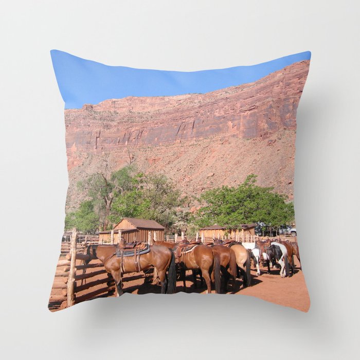 Horses Utah Throw Pillow
