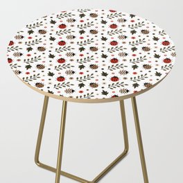 Ladybug and Floral Seamless Pattern Side Table