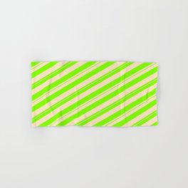[ Thumbnail: Chartreuse and Bisque Colored Striped/Lined Pattern Hand & Bath Towel ]