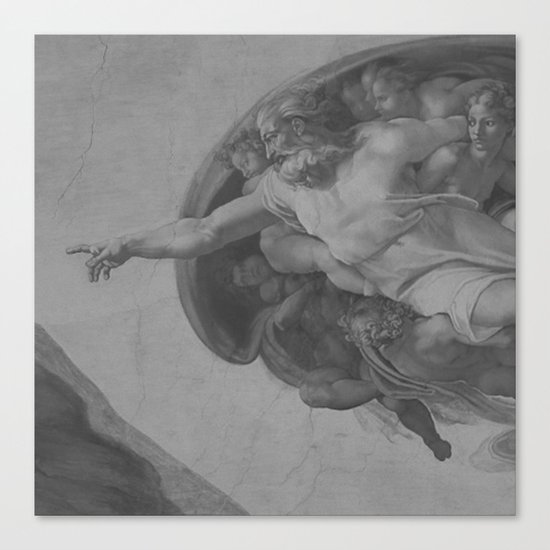 Black White Sistine Canvas Print