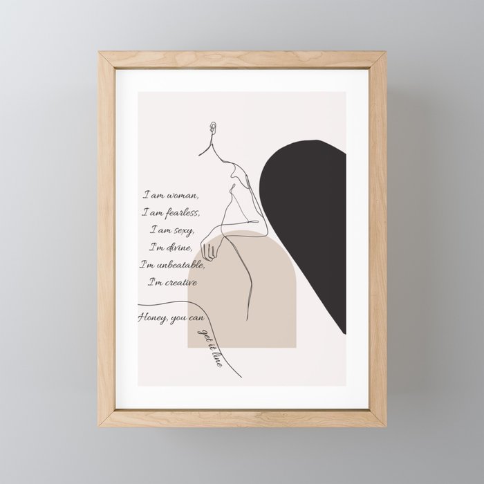 I am woman, I am fearless Framed Mini Art Print