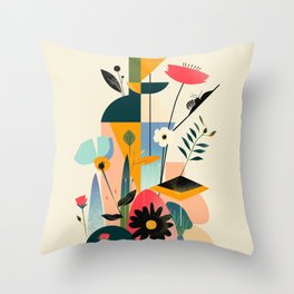 Bauhaus Floral #12 Throw Pillow