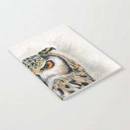Suspicious eagle-owl with orange eyes Notebook