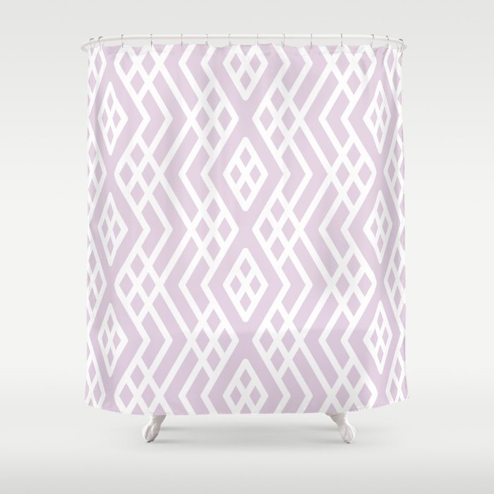 Pastel Purple and White Shape Mosaic Pattern 3 - 2022 Color of the Year Lilac Lane 1002-4B Shower Curtain
