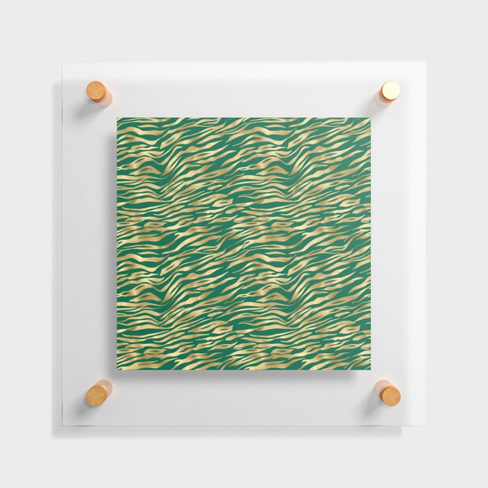 Green Gold Tiger Skin Print Floating Acrylic Print