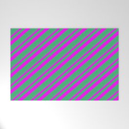 [ Thumbnail: Fuchsia and Sea Green Colored Stripes/Lines Pattern Welcome Mat ]