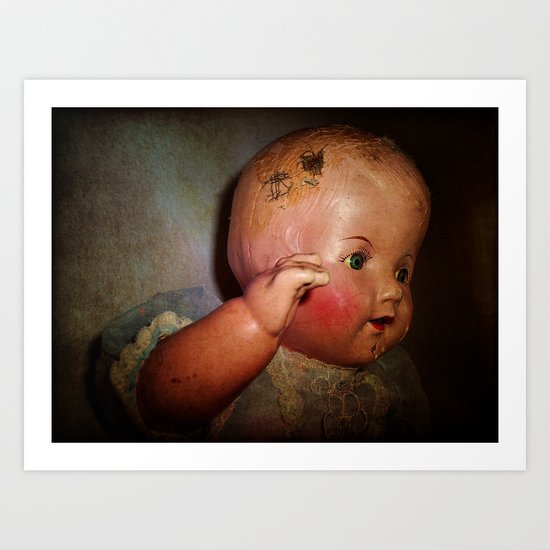 Old Cracked Doll Art Print